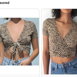 Brandy Melville cheetah print wrap around top
